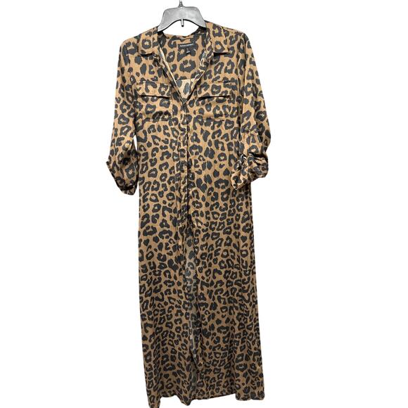 Banana Republic Animal Print Maxi Dress Small Cheetah Leopard Africa Mob Luxe - Picture 1 of 8